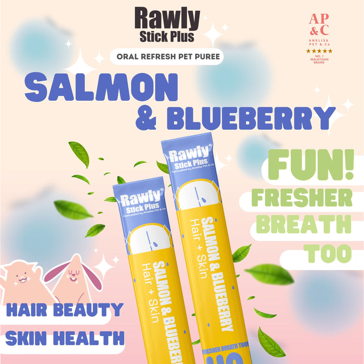 Rawly Stick PLUS | Creamy Cat Puree | Salmon & Blueberry
