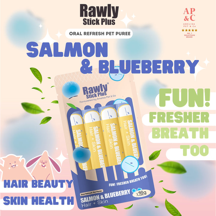 Rawly Stick PLUS | Creamy Cat Puree | Salmon & Blueberry