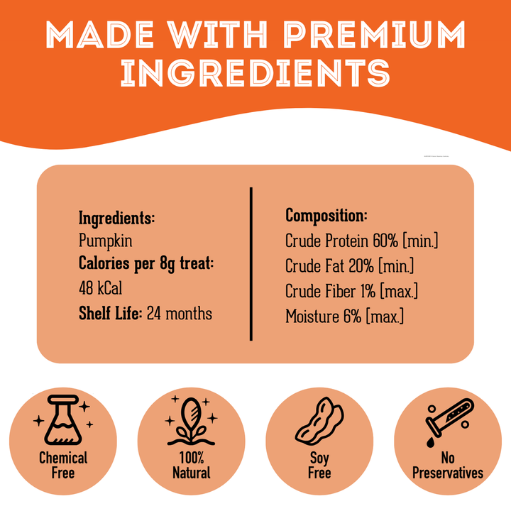 Premium Dehydrated Treats - Pumpkin Treat For Dogs
