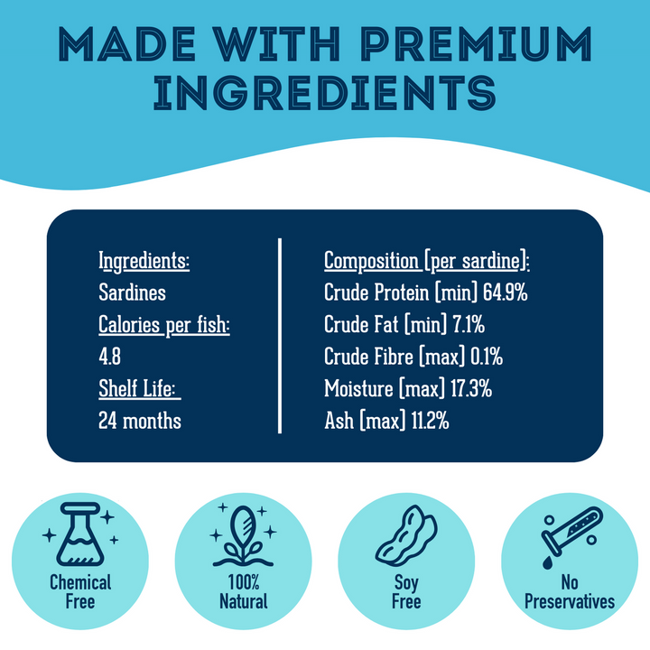 Premium Dehydrated Sardines Treat For Dogs & Cats