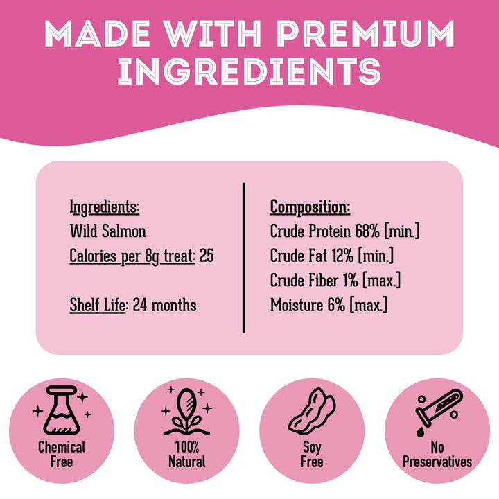 Premium Dehydrated Wild Salmon Treat For Dogs & Cats